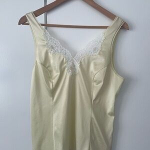 Butter Yellow Satin Lace-Trim Camisole